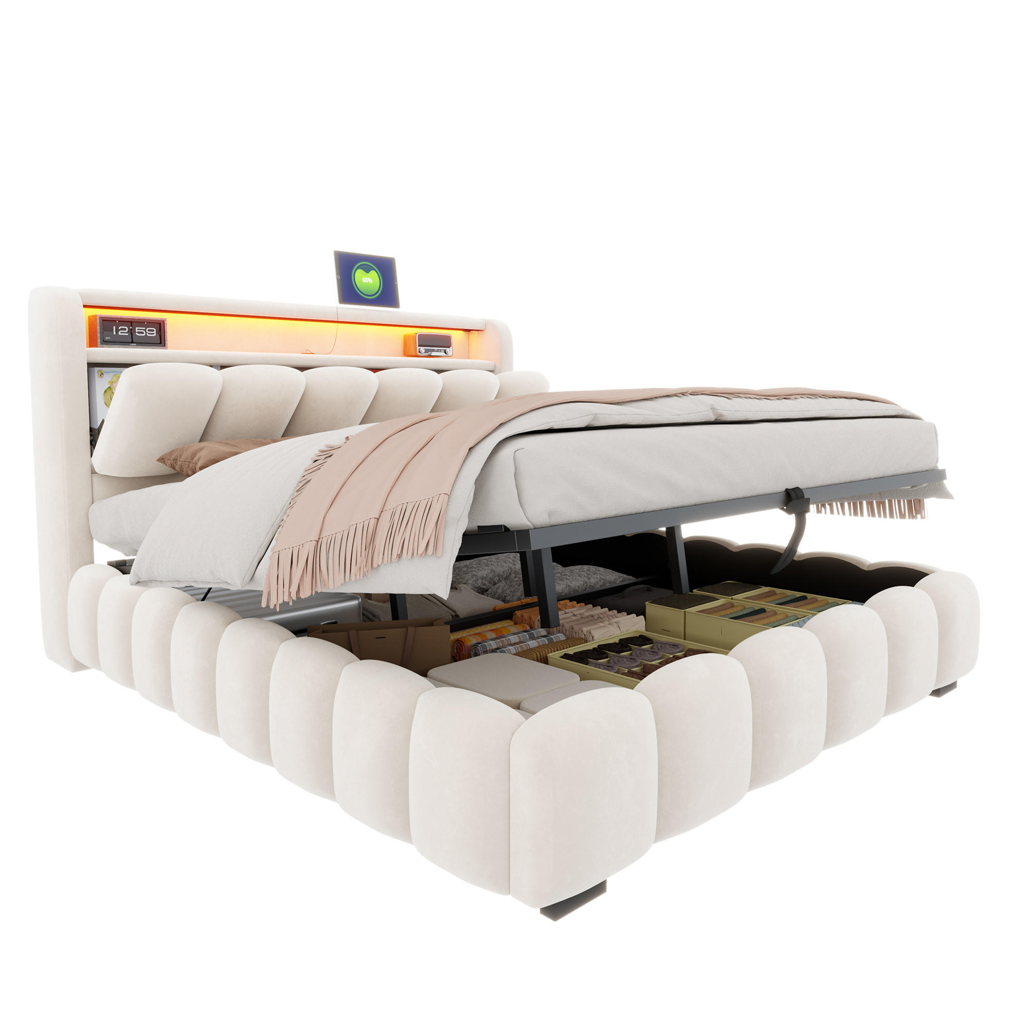 Lvhom Boxbett Beige 180x200 cm