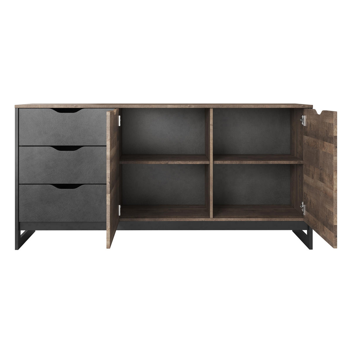 SIDEBOARD ARDENTE 161/79/40 cm mit 3 Schubladen und 2 Türen Eichefarben - Eichefarben, Holzwerkstoff (161/79/40cm) - MASSENO