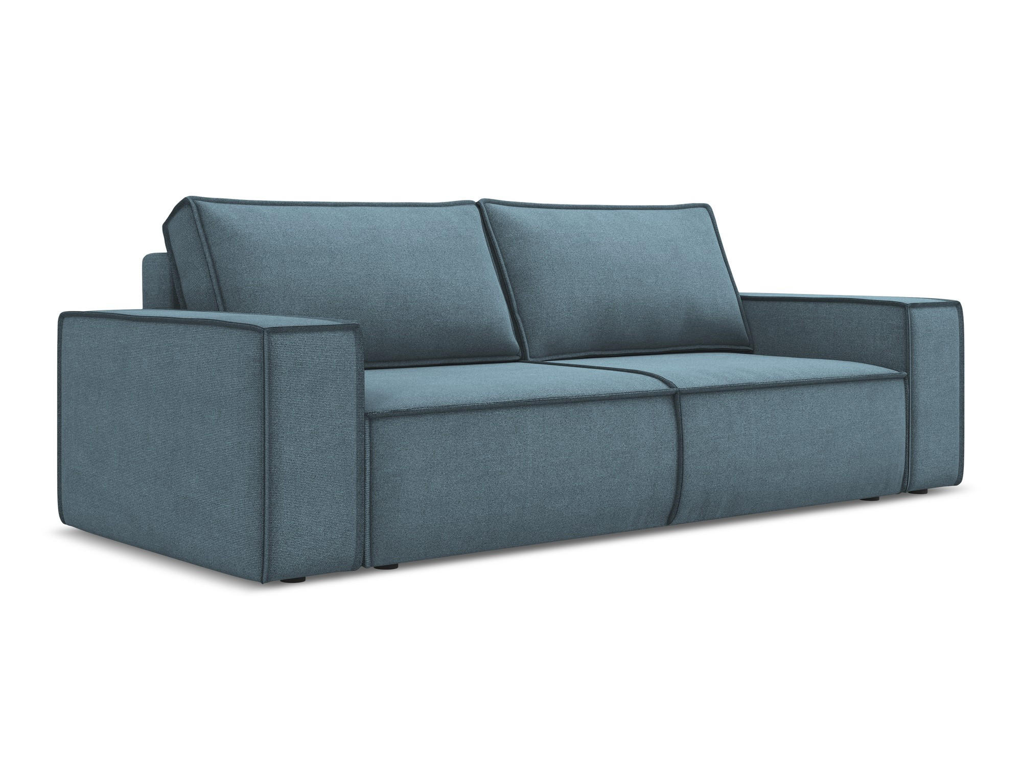 3-SITZER SOFA mit Schlaffunktion Strukturstoff Stoff Blau - Blau/Schwarz, Kunststoff/Textil (255/85/105cm) - Makamii