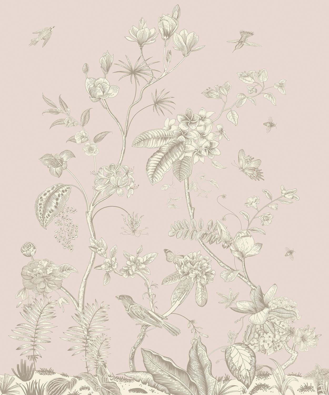FOTOTAPETE Blumenmuster 270 x 150 cm - Beige, Papier (270/150cm) - Sanders & Sanders