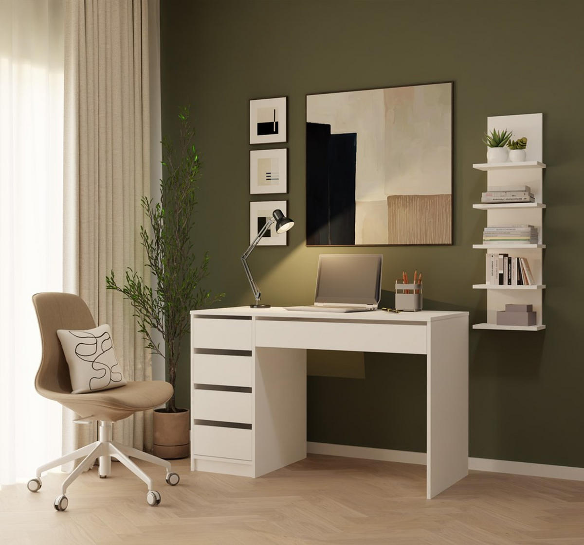 SCHREIBTISCH Weiß 120/77/55 - Weiß, Holzwerkstoff (55/120/77cm) - RAUMHIRSCH FURNITURE