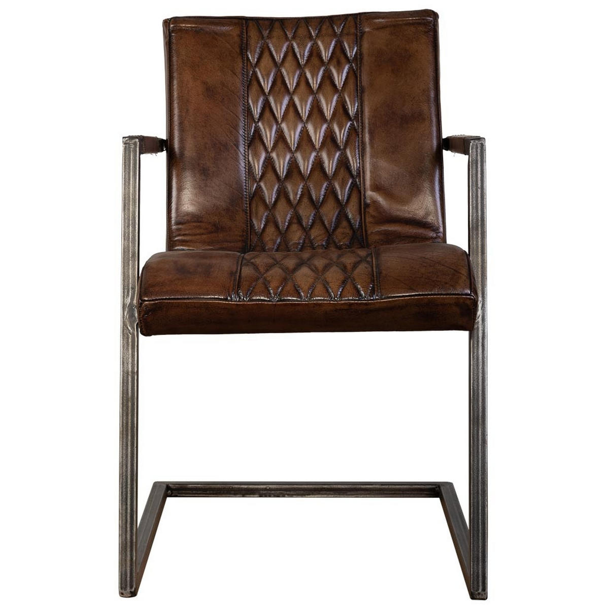STUHL aus Metall und Leder, 51x65x82 cm braun - Braun, Metall (51/82/65cm) - Wanderlust
