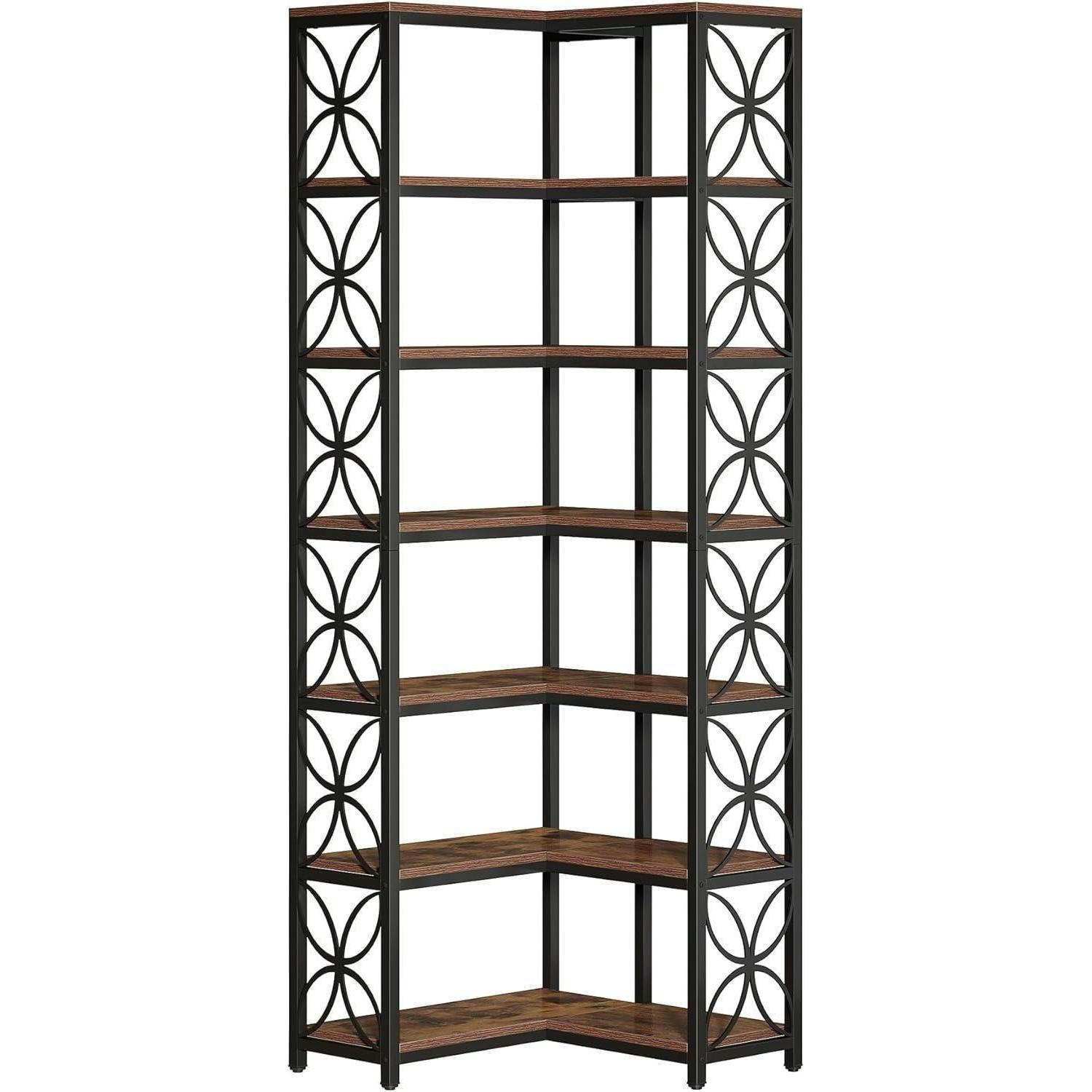 BÜCHERREGAL L-förmig 7-stöckig Rustikales Braun & Schwarz 200 cm - Braun, Metall (60/200/60cm)