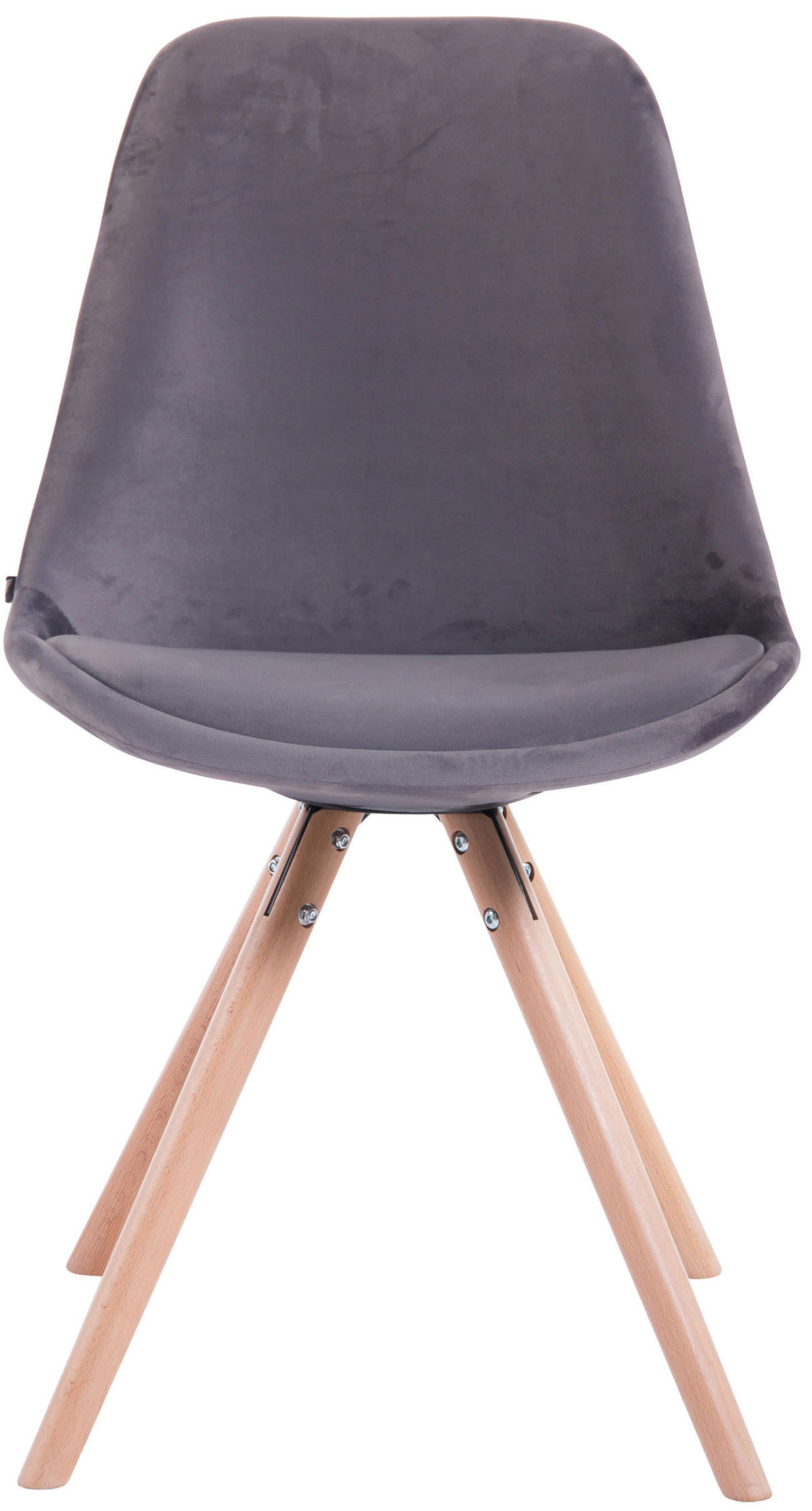STUHL Samt dunkelgrau - Eukalyptusholzfarben/Dunkelgrau, Holz/Textil (48/84/56cm) - CLP