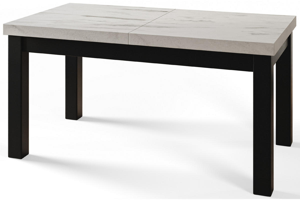 ESSZIMMERTISCH CLASSIC, ausziehbarer Tisch 120-160X80X78 cm, Farbe: MARMUR, mit Holzbeinen in Farbe Schwarz - Hellgrau/Schwarz, Holzwerkstoff (120/80/78cm) - Alpi-Möbel