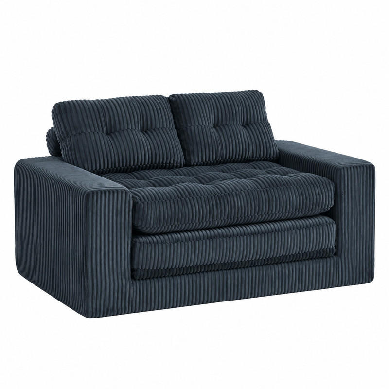SCHLAFSOFA 2-in-1 klappbar Cord Schwarz Zweisitzer - Schwarz, Holzwerkstoff (85/54/140cm) - Meubliv