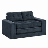SCHLAFSOFA 2-in-1 klappbar Cord Schwarz Zweisitzer - Schwarz, Holzwerkstoff (85/54/140cm) - Meubliv