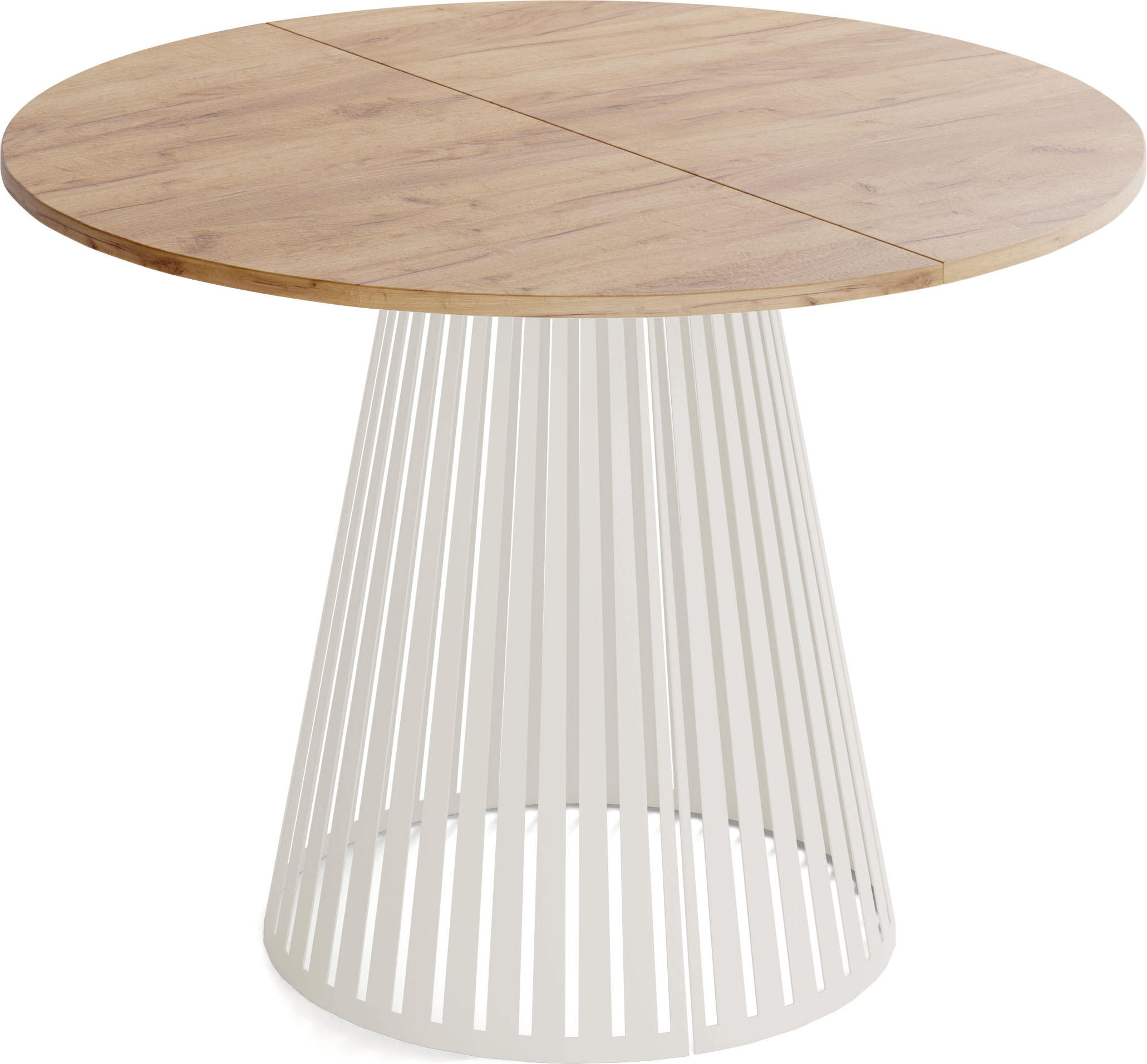 ESSTISCH Naro rund ausziehbar mit Lamellen-Metallgestell in Beige Kaschmir, Braun 120-200/120/76 cm - Kaschmir/Eiche Wotan, Holzwerkstoff/Metall (120/120/76cm) - WFL GROUP
