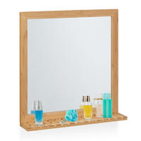 WANDSPIEGEL - Hellbraun, Glas/Holz (60/61.5/12cm) - Relaxdays