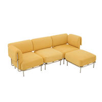 ECKSOFA L-Form 3-Sitzer modular mit Hocker, DE-42607, Mango - Gelb, Metall (251/155cm) - ComfortXL