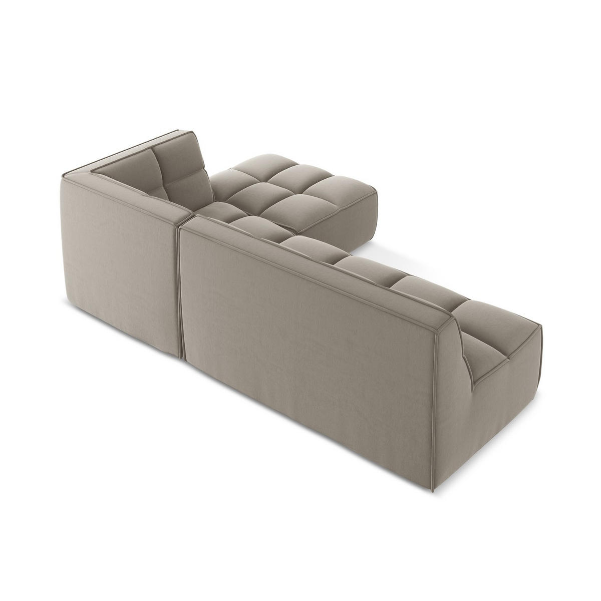 ECKSOFA Beidseitig Samt Stoff Grau - Taupe/Schwarz, Kunststoff/Textil (258/178cm) - LaMiaSofa