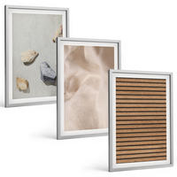 BILDER SET 3er Set - 40x60 cm Silberner Rahmen - Steine, Holz, Stofftexturen - Silberfarben, Kunststoff (40/60cm) - TULUP