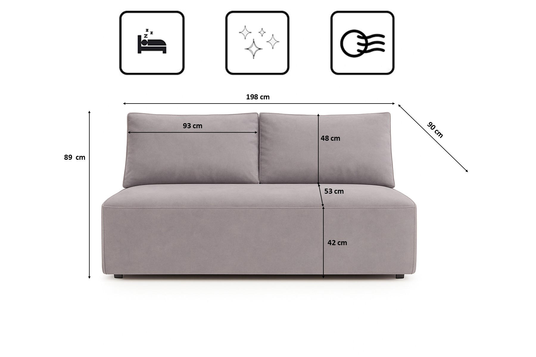 Thumbnail - Kaiser Möbel Schlafsofa, Grau, Holz, 2-Sitzer, 198x89x90 cm, Wohnzimmer, Sofas & Couches, Schlafsofas