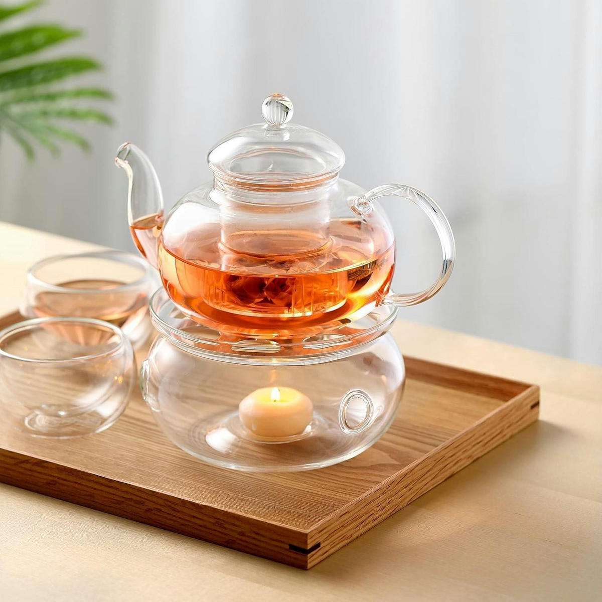 TEEKANNE Glas mit Siebeinsatz 1200 ml - Transparent, Glas (15.5/14.1cm)