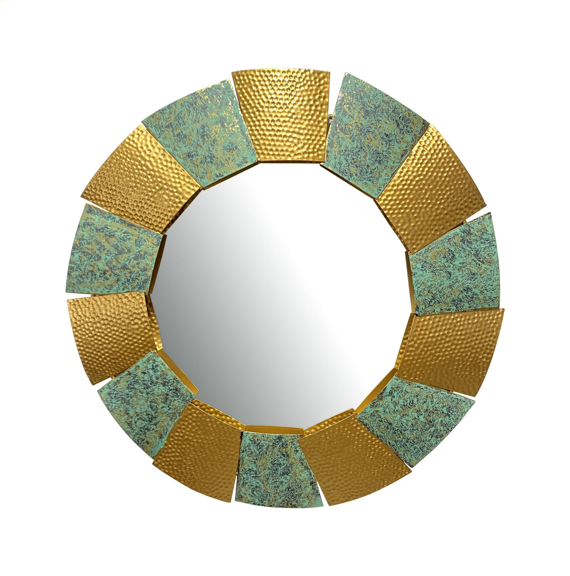 WANDSPIEGEL Rund Metall Burnt Gold 63 cm Hammerschlag-Optik - Goldfarben, Glas (63/63/4cm) - KADIMA DESIGN