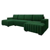 WOHNLANDSCHAFT Hugo U - Braun/Grün, Holz/Textil (310/85/140cm) - MIRJAN24