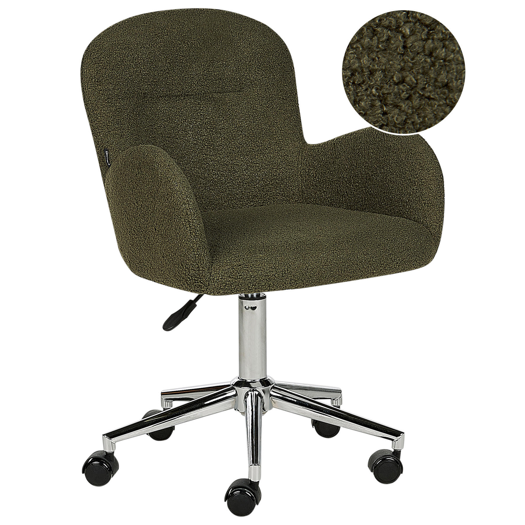 BÜROSTUHL Bouclé Dunkelgrün Priddy - Silberfarben/Grün, Textil (60/91/60cm) - Beliani