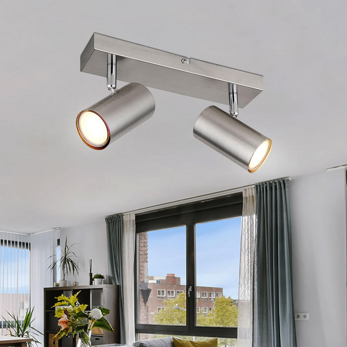 LED DECKENSTRAHLER Robby Metall Silber - Silberfarben, Metall (26/6/12cm) - Globo Lighting
