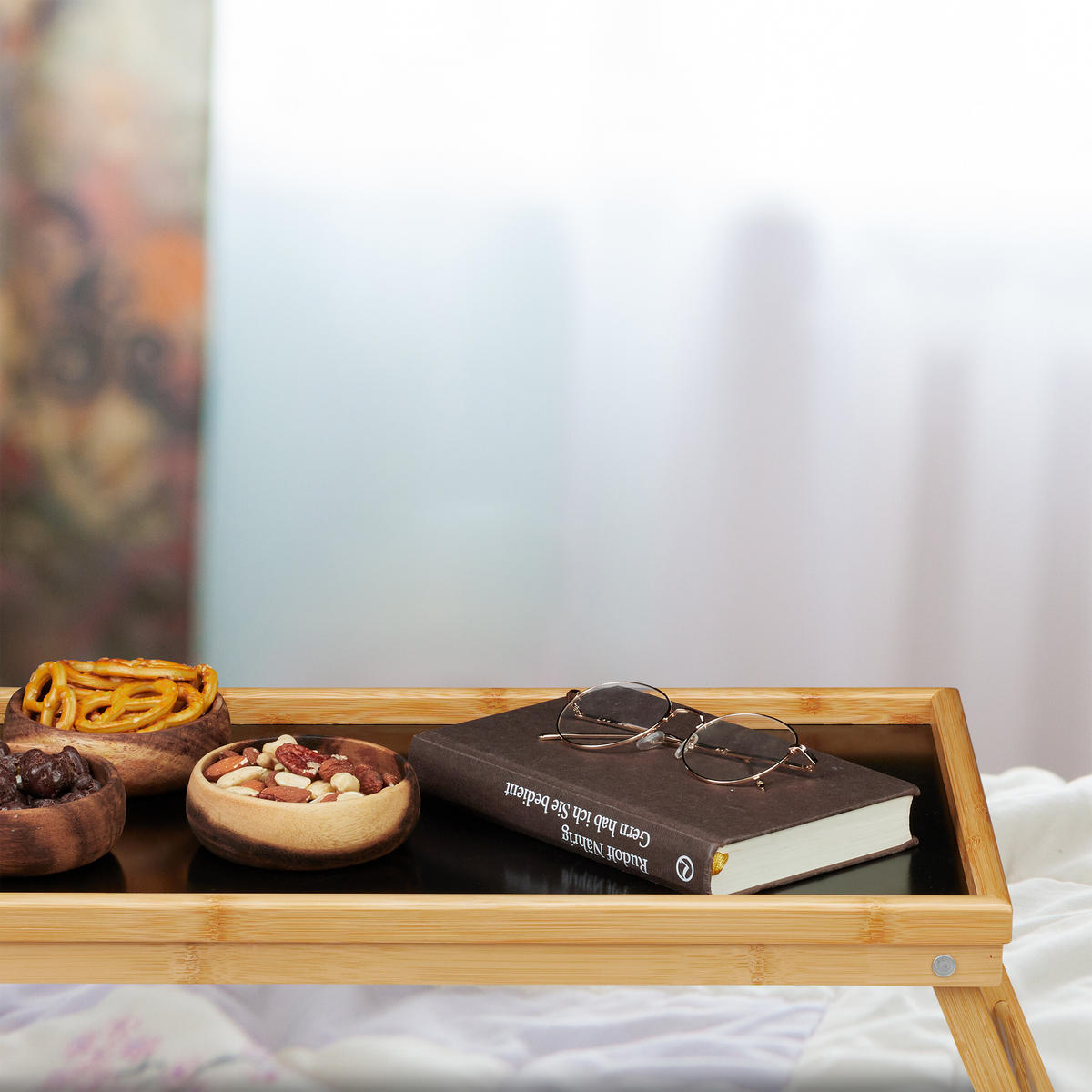 NOČNA mizica - svetlo rjava, leseni material/les - Relaxdays