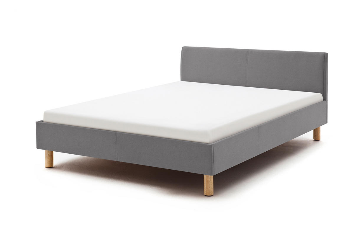 POLSTERBETT LEO Grau Eiche - Grau, Textil (120/200cm) - KAWOLA
