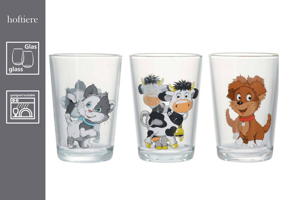 KINDERGLÄSER Hof- und Dschungeltiere bunt 205 ml 6er Set - Multicolor, Glas (0.205L) - Ritzenhoff Breker