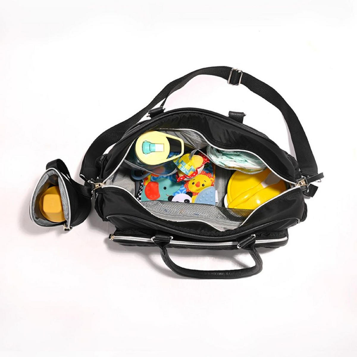 WICKELTASCHE Viola grau wasserabweisend, Wickelunterlage, Seitentaschen, Reißverschluss - Grau, Textil (19/48/40cm) - Lorelli