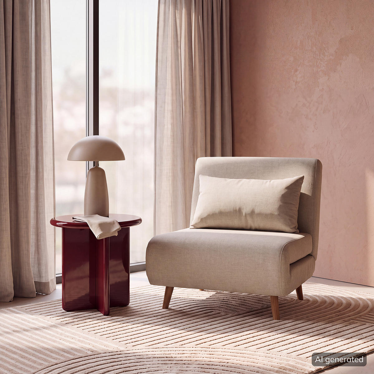 SCHLAFSESSEL - Textil / Teilmassivholz - Buchefarben/Cappuccino, Holz/Buchenholz (77/81/90cm) - home24