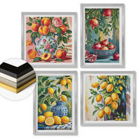 WANDBILDER 4er Set - 50x50 cm & 40x60 cm Silberner Rahmen - Fruchtzusammensetzungen - Silberfarben, Kunststoff (50/50cm) - ArtPrintCave