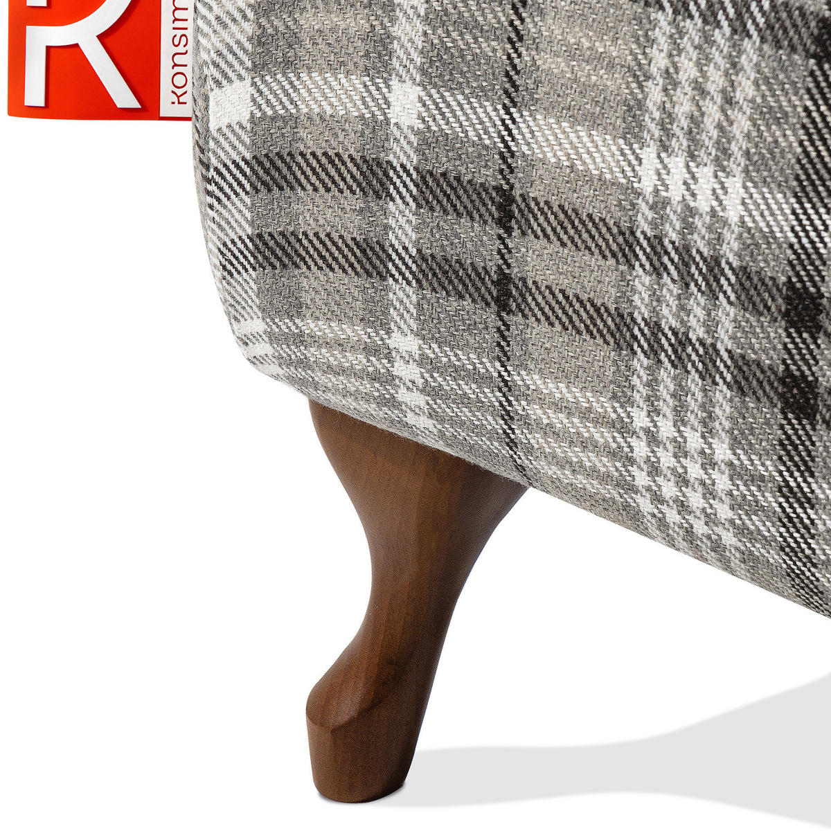 FUẞSTÜTZE TOMIS, Grau - Braun/Grau, Eichenholz/Holz (50/40/50cm) - KONSIMO®