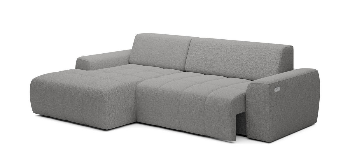 ECKSOFA Savio Freistehend, Mit Abriebfestem Kansas-Stoff, Maße 265x172x81cm, Ausziehbare Sitzfläche 206x92cm, Linke, Hellgrau - Hellgrau, Holz/Textil (172/265cm) - DomoHome