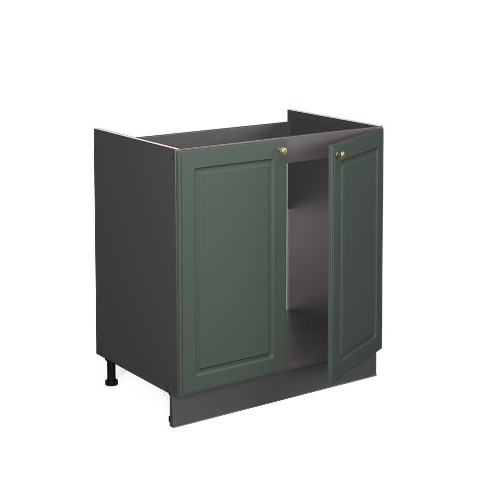 SPÜLENUNTERSCHRANK Fame-Line Grün-Gold Landhaus 80 cm, AP Eiche - Anthrazit/Grün, Holzwerkstoff (80/82/60cm) - Vicco