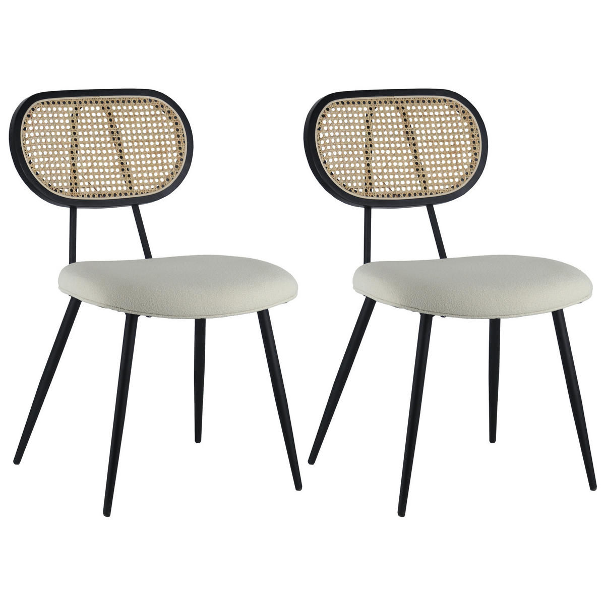 STÜHLE Elena Ecru 2er-Set - Beige, Metall (48/82/56cm) - Happy Garden