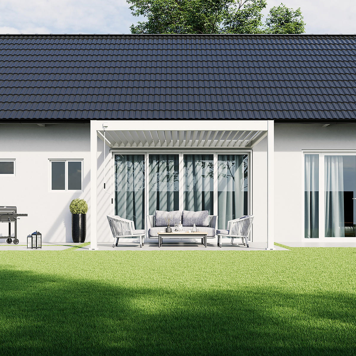 WANDPERGOLA Deluxe Terrassenüberdachung Aluminium 3 x 3,6 m weiß - Weiß, Metall (3000/255/360cm) - WEIDE