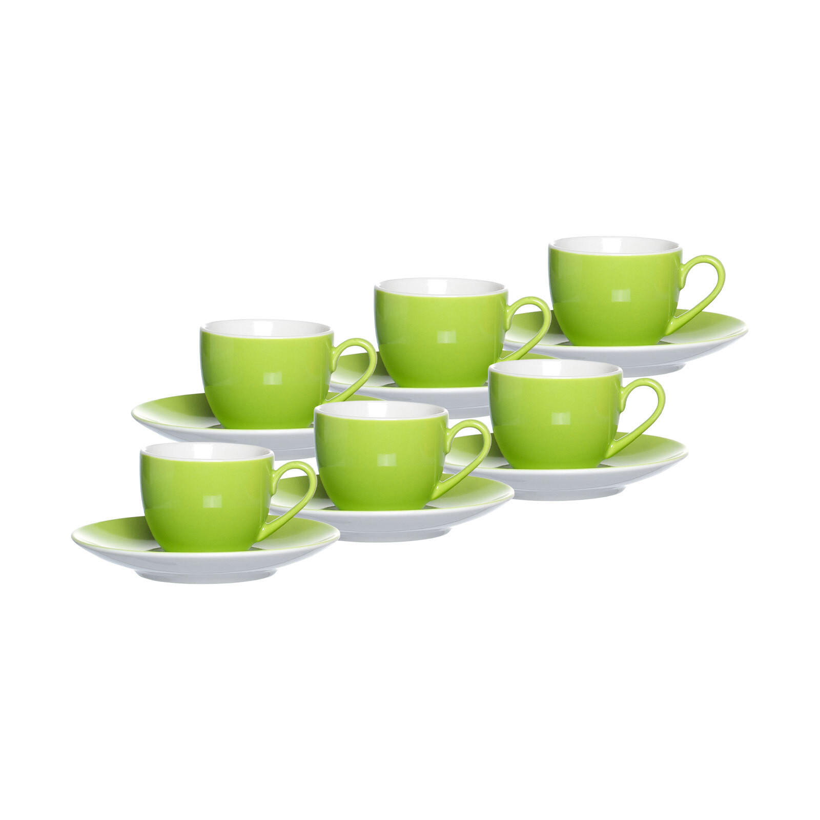 ESPRESSOTASSEN UND -UNTERTASSEN Doppio Grün 80 ml 6er Set - Grün, Keramik (12/7/12cm) - Ritzenhoff Breker