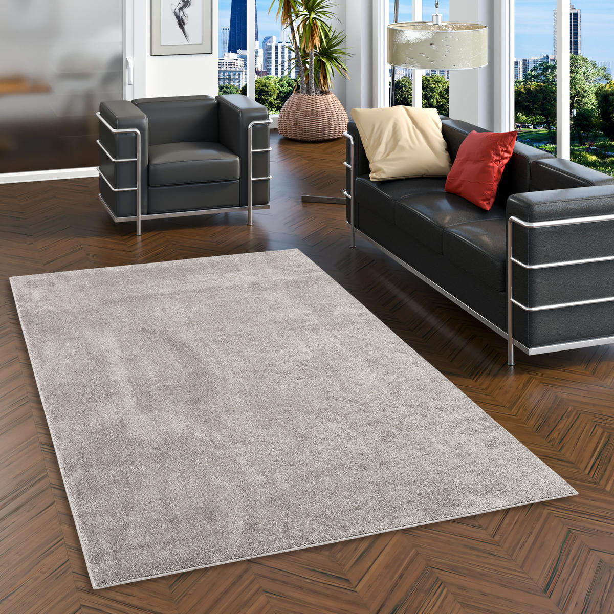 LUXUS SOFT-VELOURS TEPPICH VERONA - Anthrazit, Textil (120/170cm) - Pergamon