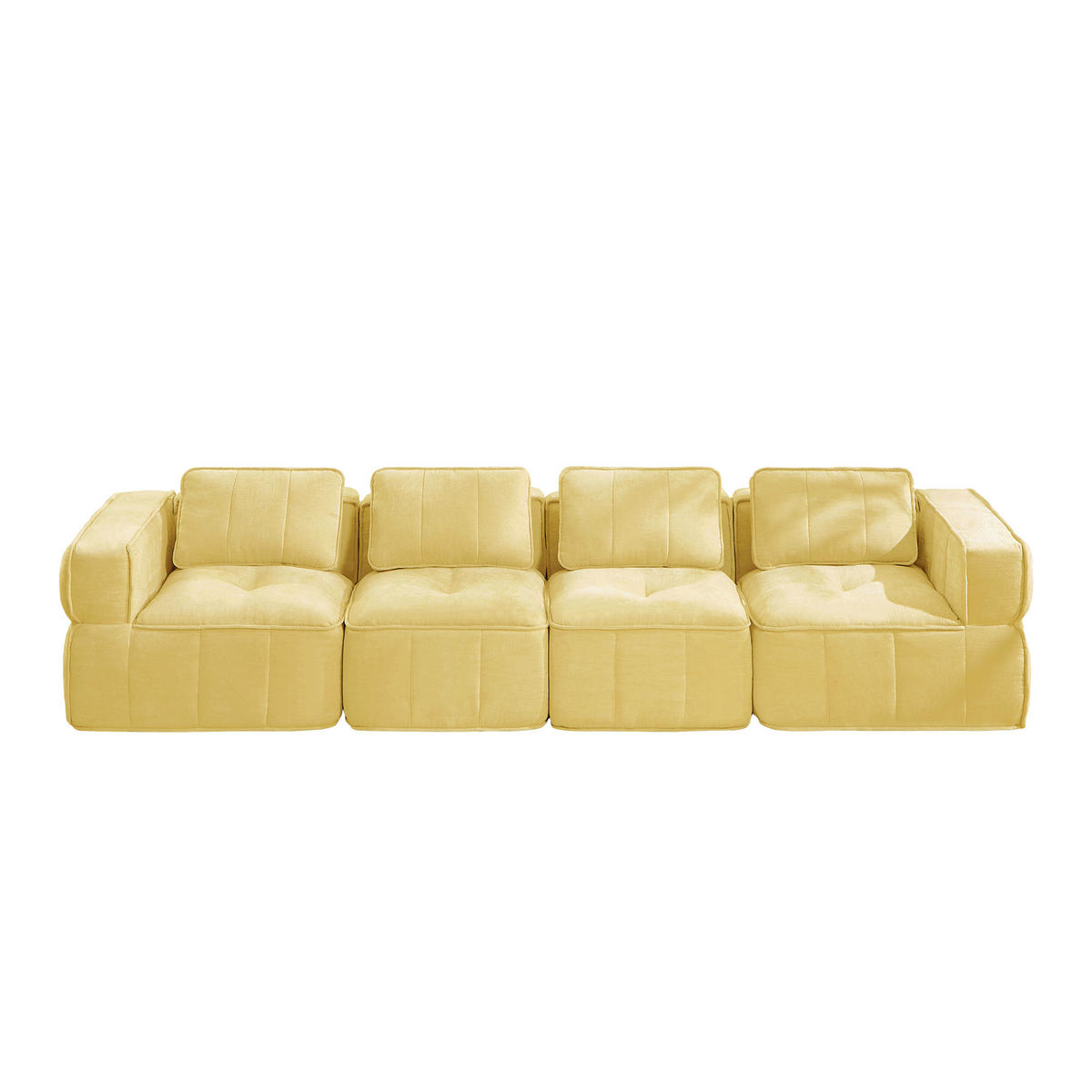 4-SITZER-SOFA DE-34428 mit stützenloses Design Gelb - Gelb, Textil (93/67/344cm) - ComfortXL