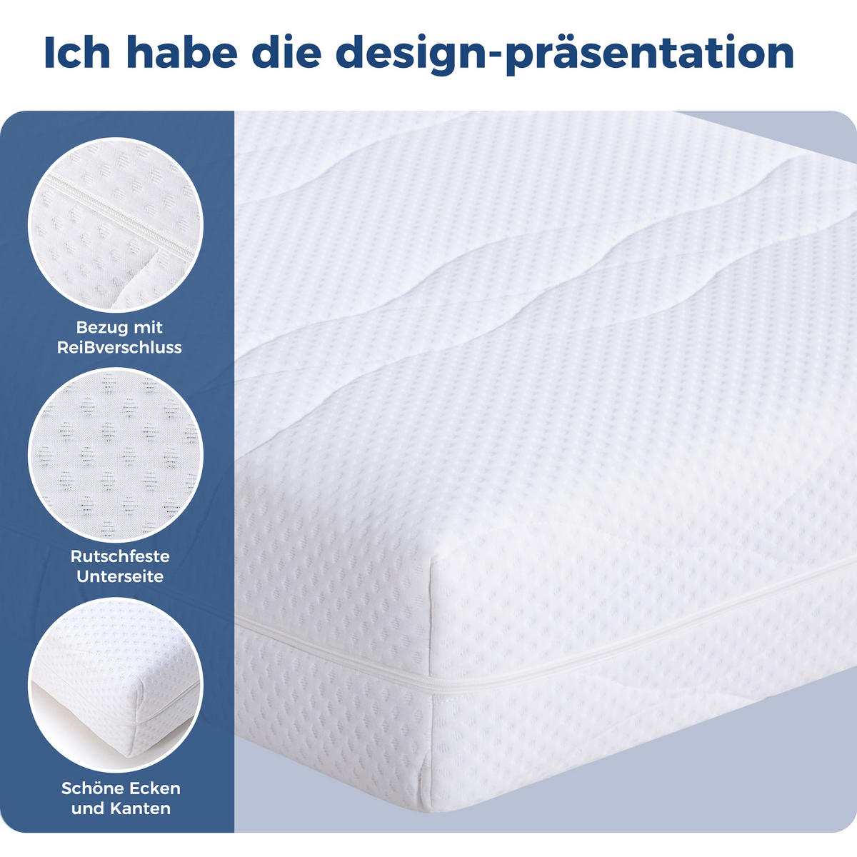 TASCHENFEDERKERNMATRATZE 140/200 cm Weiß + Grau 20 cm hoch, Härtegrad H3 - Weiß, Textil (140/200cm) - Oxeza