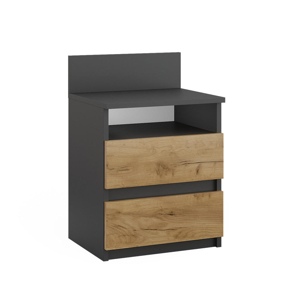 NACHTTISCH Monty Anthrazit 39.6 x 59.1 cm - Honigeiche/Anthrazit, Holzwerkstoff (32.3/59.1/39.6cm) - Vicco