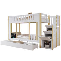ETAGENBETT 90/200 cm in Weiß/Natur mit Treppenschrank und 3 Schubladen - Weiß, Holzwerkstoff (90/200cm) - Flora Grace