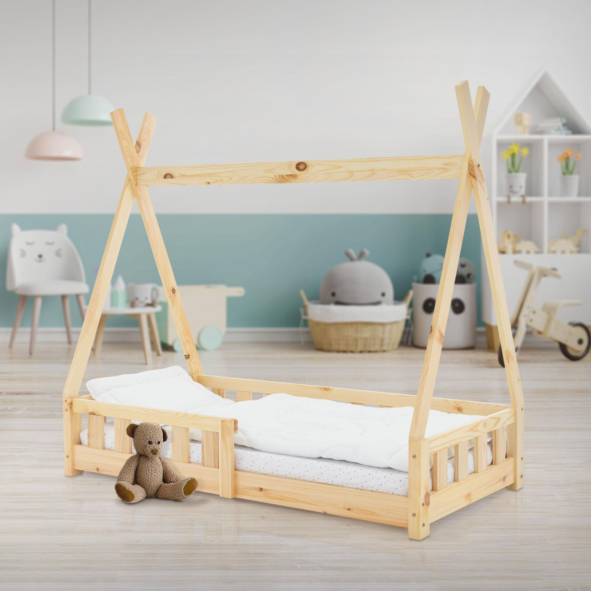 KINDERBETT Tipi 70x140 cm Natur - Naturfarben, Holz (70/140cm) - ML-DESIGN