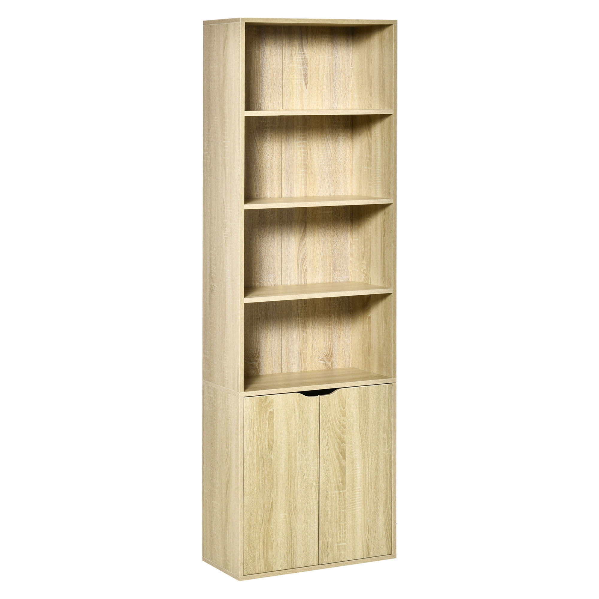 AKTENREGAL DE-14464 mit 4 offenen Fächern und 2 Türen Naturholz - Naturfarben, Holzwerkstoff (29/180/59cm) - ComfortXL