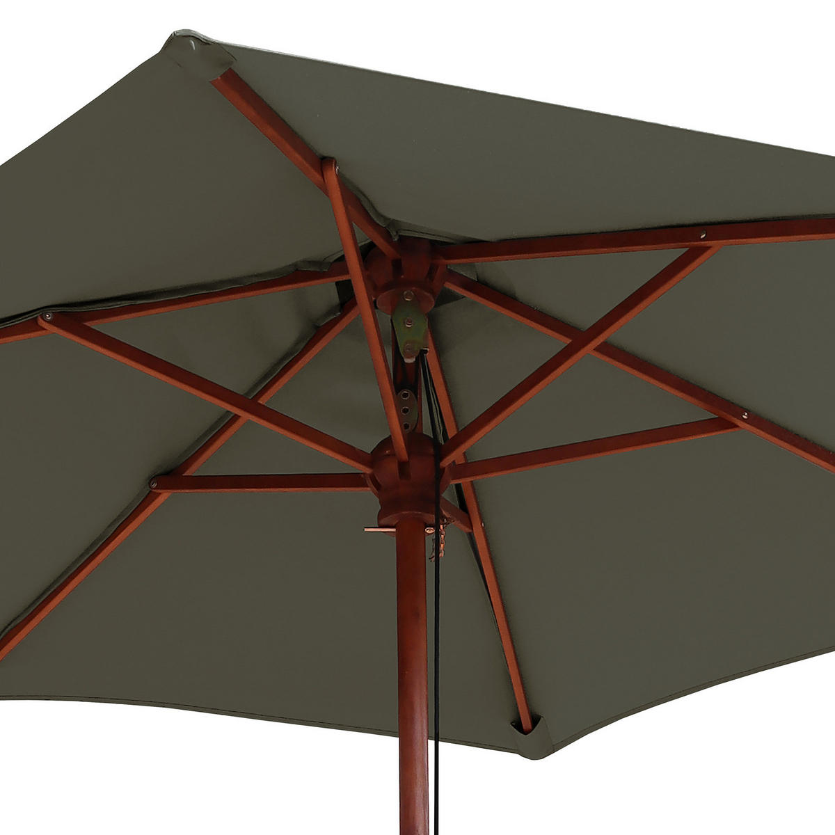 SONNENSCHIRM - Eukalyptus massiv / Polyester - Salbeigrün, Holz/Textil (200/200cm) - home24