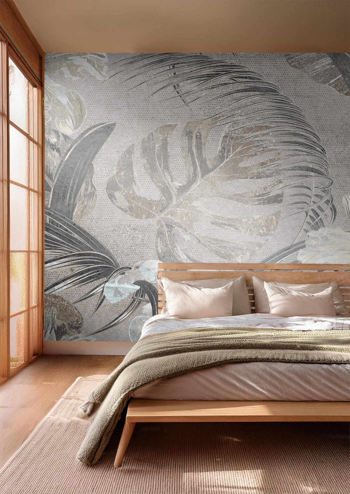 FOTOTAPETE tropische Blätter und Blüten 375 x 270 cm - Braun, Papier (375/270cm) - Sanders & Sanders