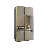 SCHWEBETÜRENSCHRANK 245,5/140/64 2-türig - Kaschmir/Goldfarben, Holz/Metall (140/245/64cm) - Abiks Möbel