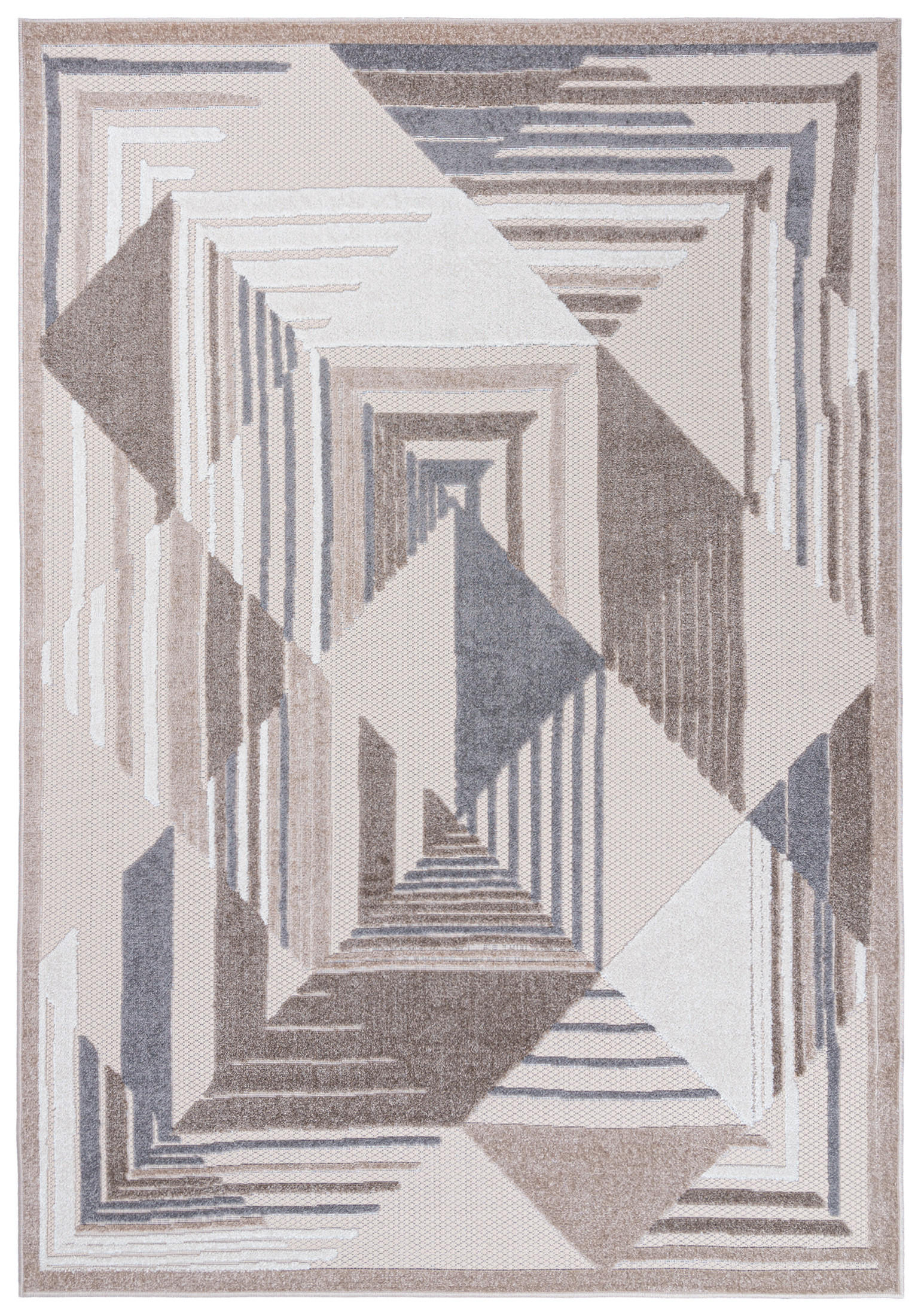 TEPPICH In-OutdoorBeige Abstract - Kurzflor Rechteckig Creme - 160 x 230 cm - Beige, Textil (160/230cm) - Mazovia
