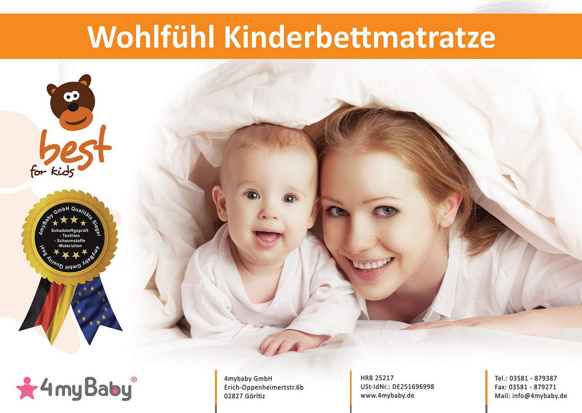 KINDERMATRATZE 60 x 120 cm klappbar, Schaumstoff, Mikrofaserbezug Weiß - Weiß, Naturmaterialien - Best for Kids
