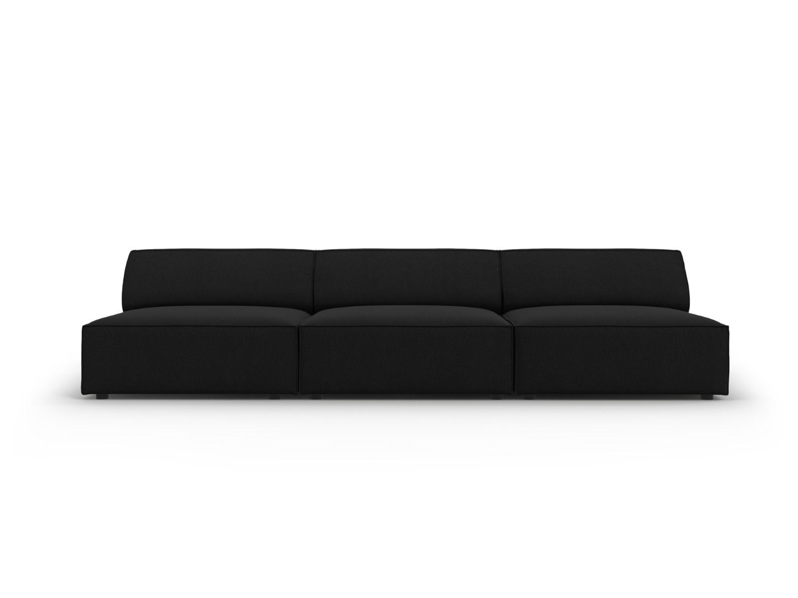 SOFA Jodie aus strukturiertem Stoff schwarz 3 Sitzplätze - Schwarz, Textil (102/70/240cm) - Micadoni