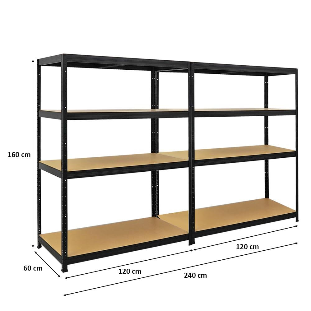 SCHWERLASTREGAL Big Elephant 2er-Set mit 2x 160x120x60 cm Fachlast 200 kg Schwarz - Schwarz, Metall (240/160/60cm) - PROREGAL