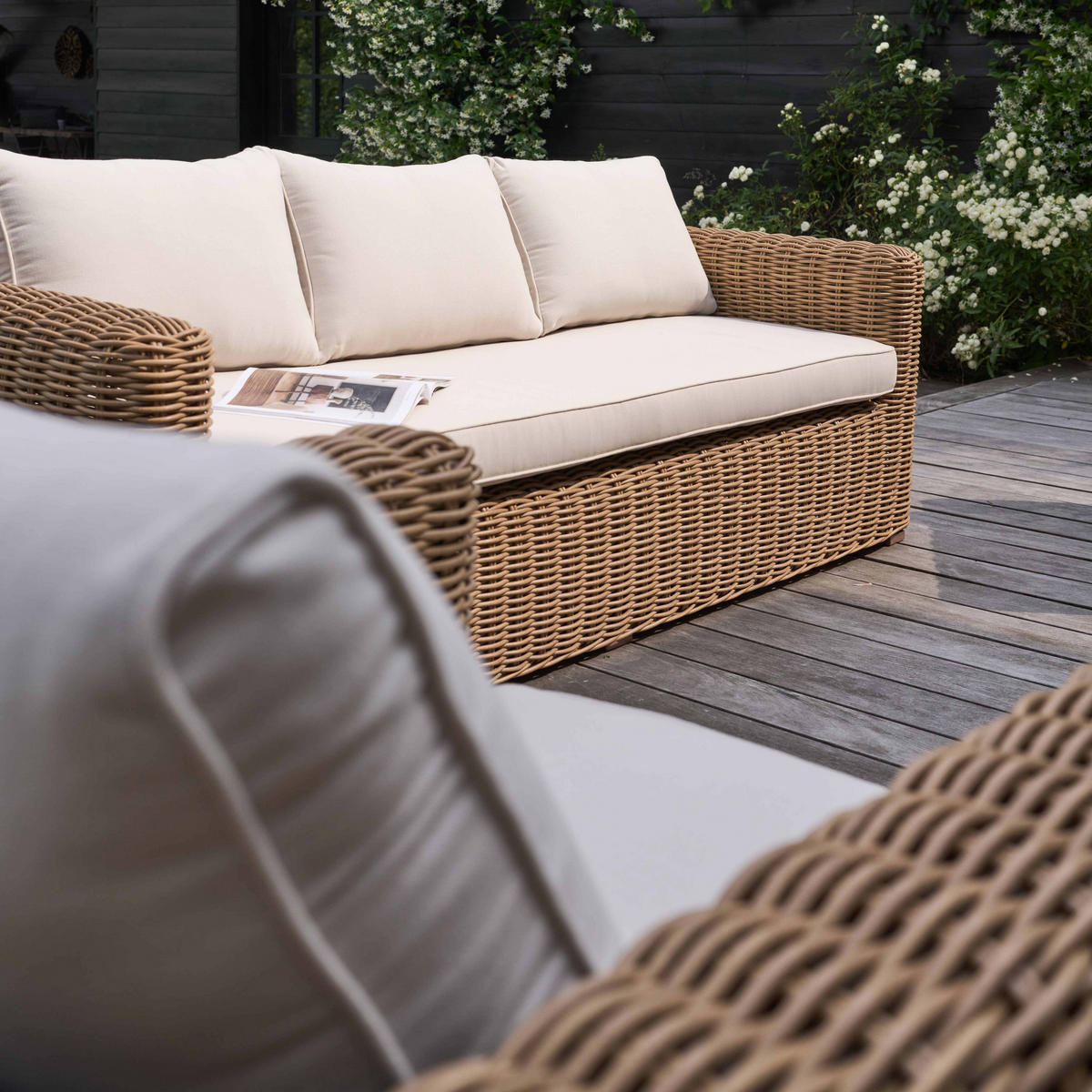 GARTEN-LOUNGEGARNITUR 8-Sitzer, Braun - Braun, Naturmaterialien - Oviala
