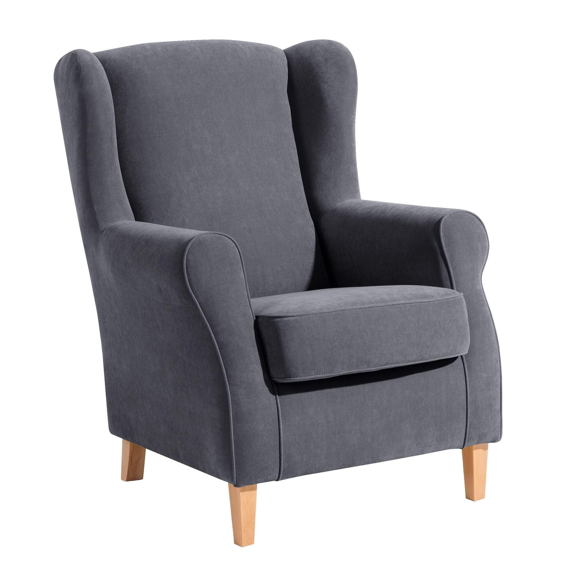 58aufmkessel Ohrensessel Anthrazit, Buche 86x103x77 cm